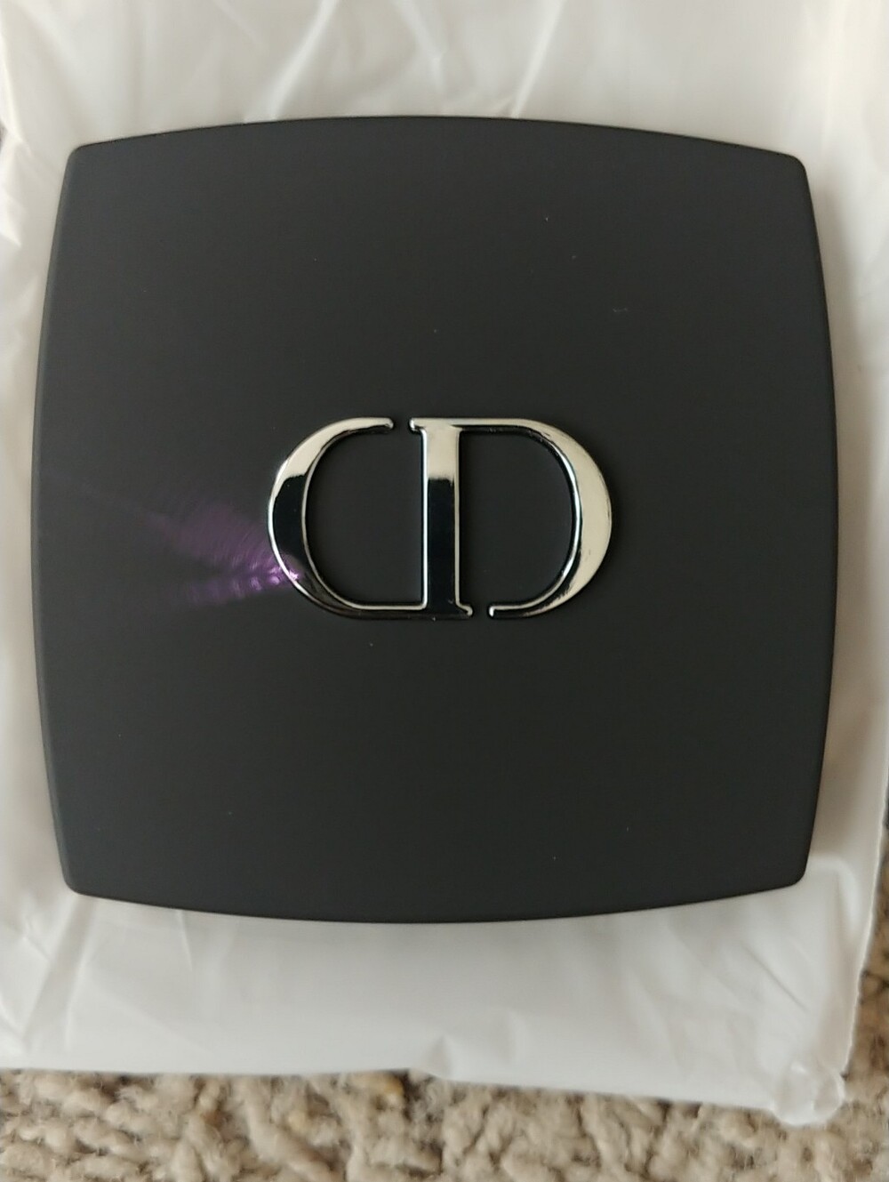 Dior Black Compact Case with Silver CD Logo